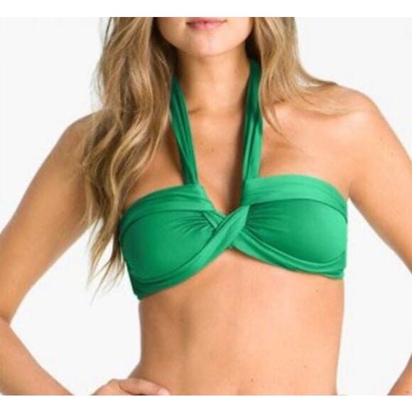 Seafolly Collective Halter Bandeau Bikini Top Green AU10 US6 - Picture 1 of 5